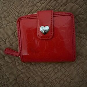 Coach Red Wallet with Heart Clasp